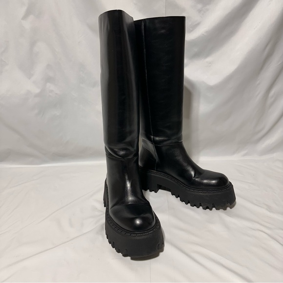 ZARA Chunky Lug Sole Knee-High Boots | Strike Aesthetic | Combat Biker sz 40 - Picture 12 of 12